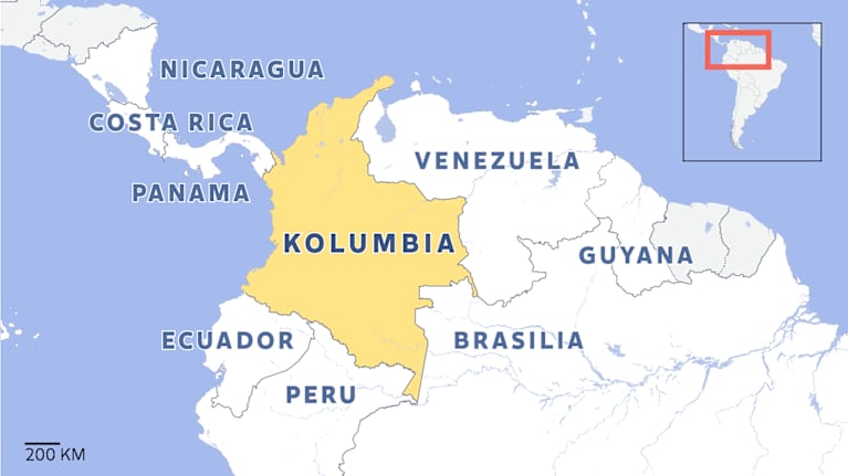 Nykyiset Kolumbian kartta.