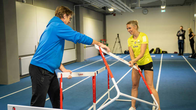 Annimari Korte ja valmentaja Mikael Ylöstalo