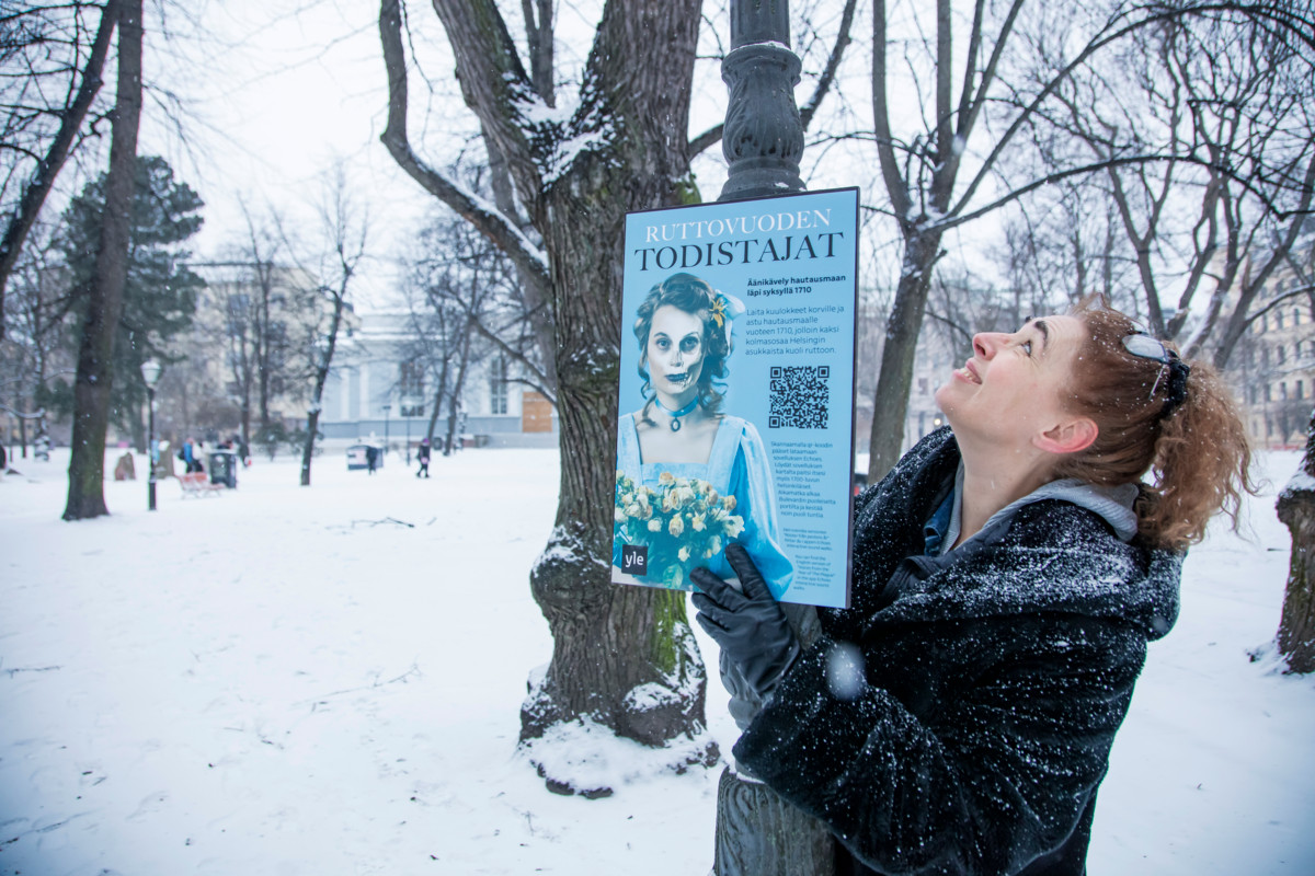 Ruttovuoden todistajat -teos on kuunneltavissa suomeksi, ruotsiksi (Röster från pestens år) ja englanniksi (Voices from the Plague) 1.1.–31.12.2026. Teosta ei suositella alle 10-vuotiaille. Kuva: Sirpa Päivinen