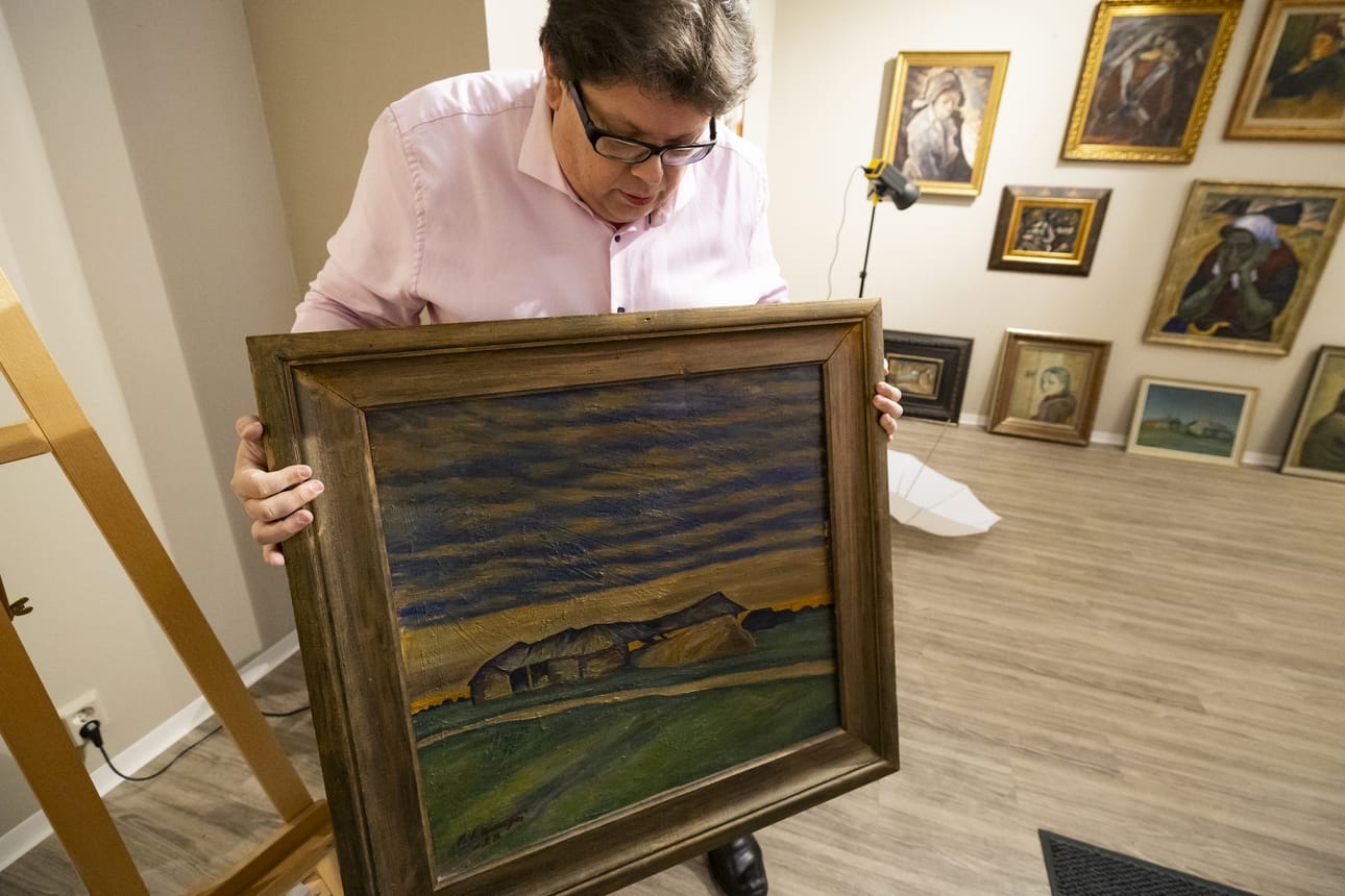 Vilho Lammen Pelto, tie, lato -öljyvärityö on maalattu paksulle vanerille molemmin puolin.