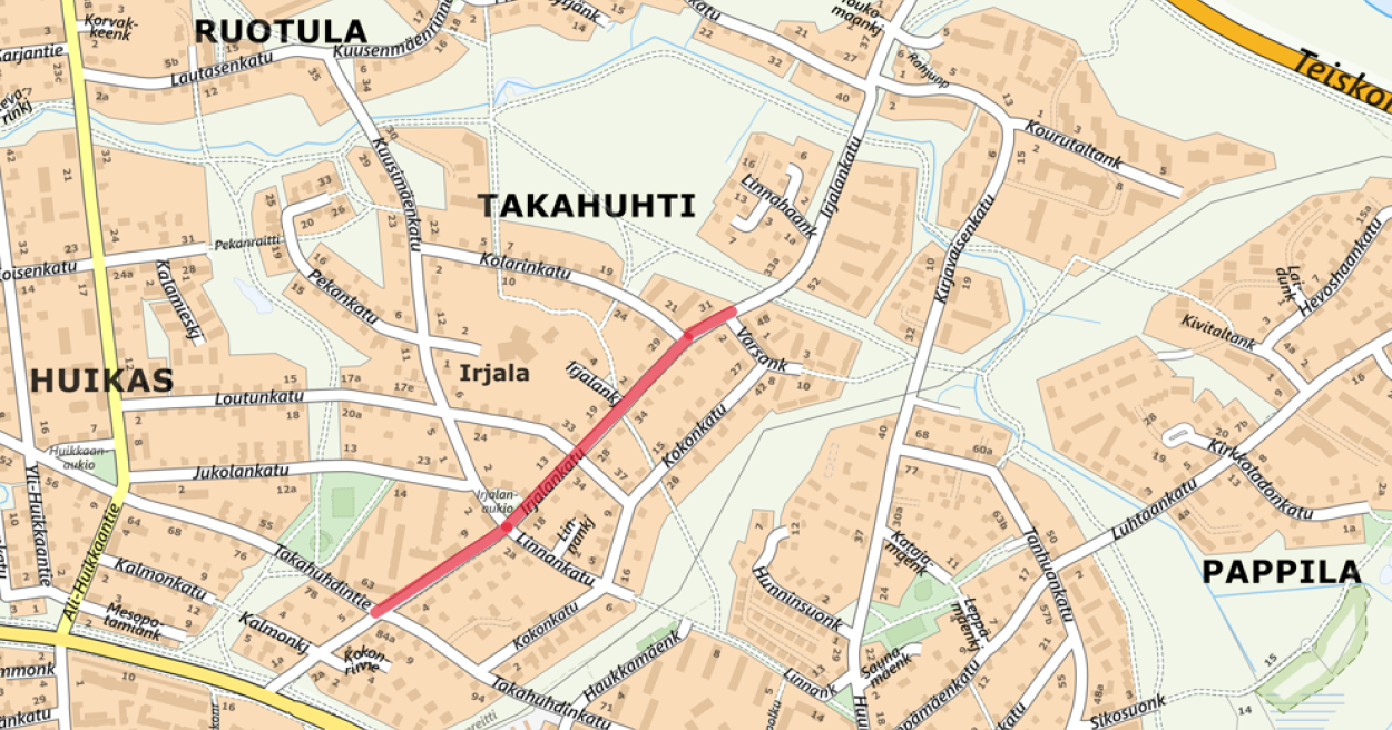 Irjalankadun katutyöt käynnistyvät [Tampereen kaupunki