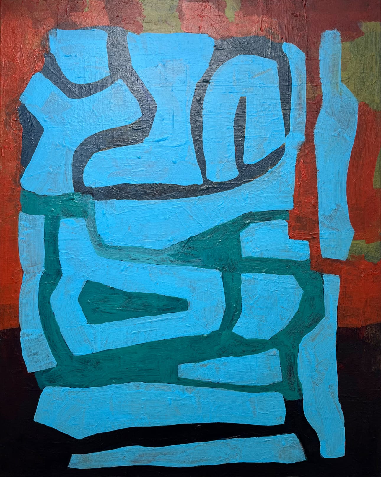 Sakari Hintsala on yksi Neliö-galleriassa esittäytyvän K2 Taiteilijatalon työhuoneyhteisön taiteilijoista. Kuvassa Hintsalan maalaus Pathways.