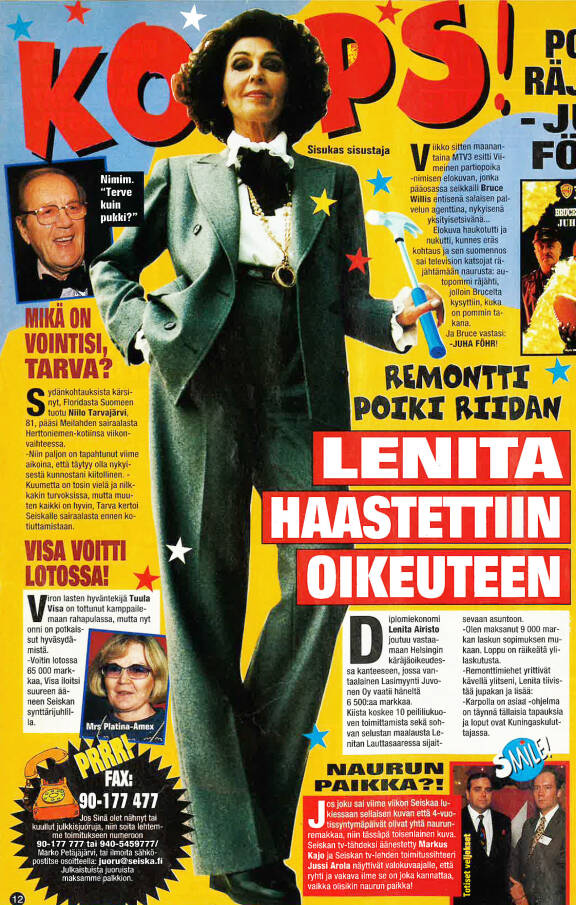 1996 vinkit sai toimitettua myös kätevästi faxilla.