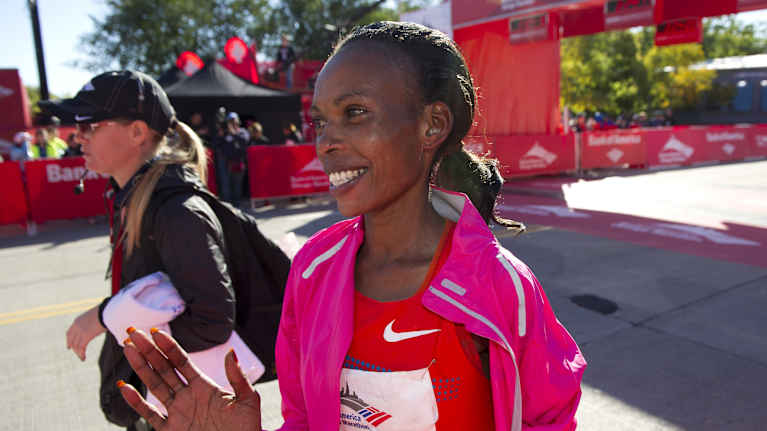 Dopingissa ryvettynyt Rita Jeptoo on voittanut muun muassa Boston maratonin kolmesti ja Chicagon maratonin kahdesti.