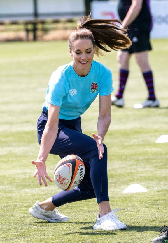 Catherine näytti taitojaan rugbyssa vuonna 2023.