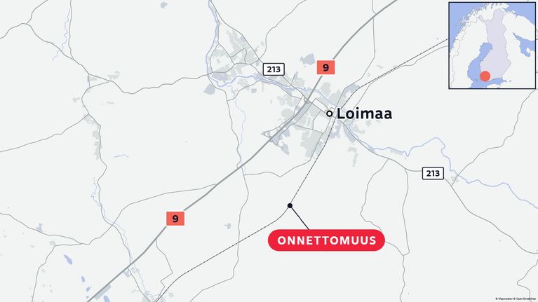 karttakuva onnettomuuspaikasta.