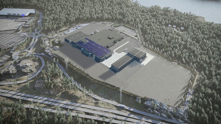 Havainnekuva Metson uudesta Lahdesjärven alueesta, jonne on nousemassa uusi murskaintehdas.