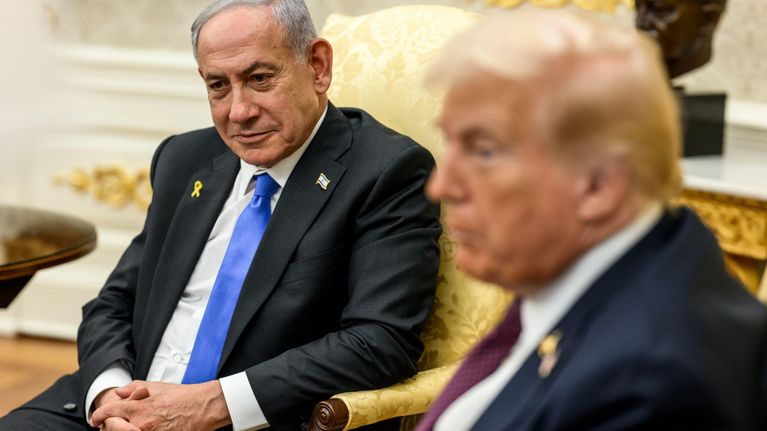 Israelin pääministeri Benjamin Netanjahu Valkoisessa talossa presidentti Donald Trumpin kanssa syyskuussa 2025.