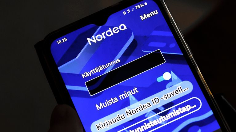 Näkymä Nordean verkkopankin näkymästä älykännykän ruudulla.