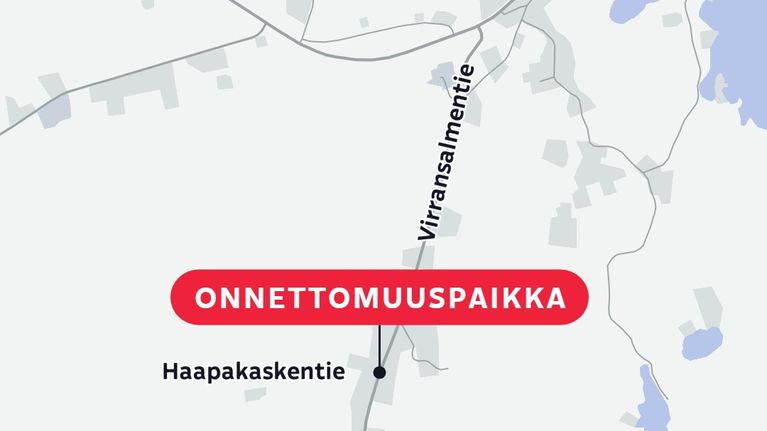 Karttakuva Mäntyharjusta, jossa on esitetty onnettomuuspaikka punaisella merkinnällä.