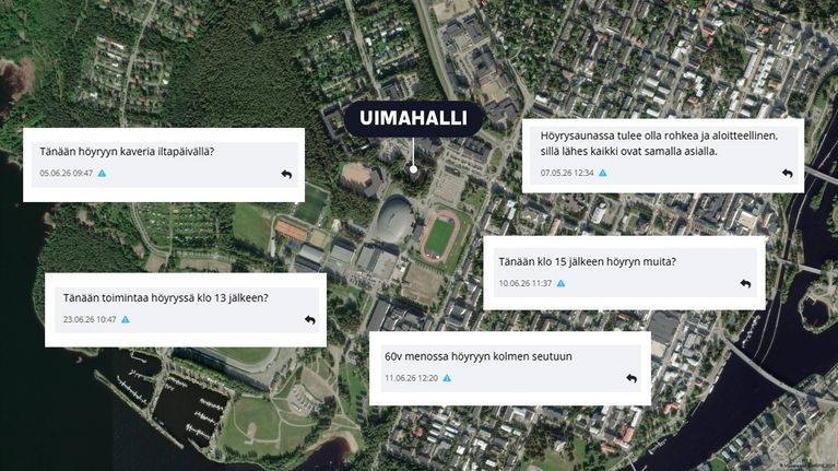 Revinnäisiä kartan päällä.