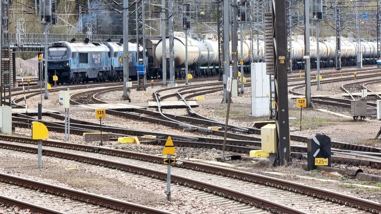 Säiliövaunuja Vainikkalan ratapihalla.