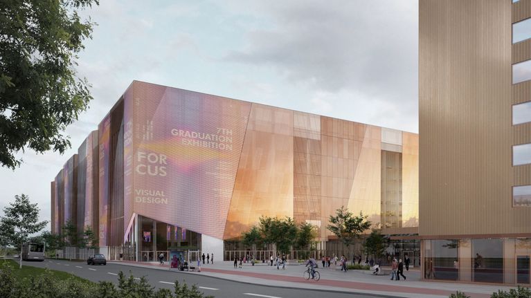 Havainnekuva Arena 3.3:sta Kivistön aseman suunnalta katsottuna.
