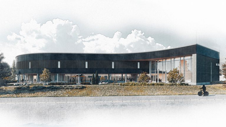 Havainnekuva Garminin Jyväskylän toimitilarakennuksesta.