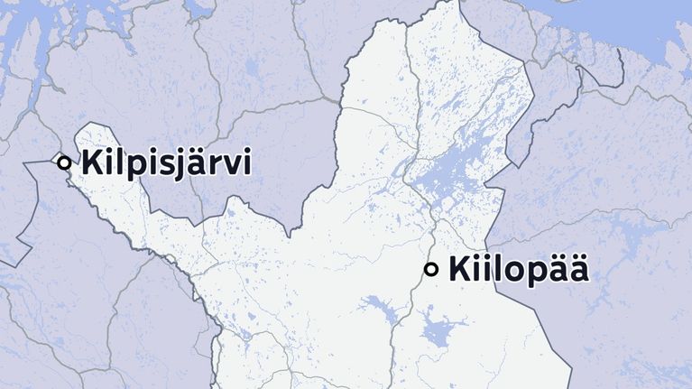 Karttagrafiikka Lapista, joka havainnollistaa Saijan, Kiilopään ja Kilpisjärven.