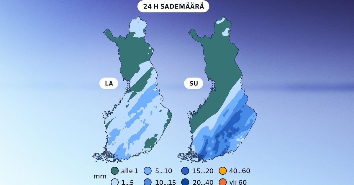 Viikonloppuna voi sataa vettä koko heinäkuun sademäärän edestä | Uutisia lyhyesti