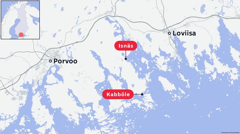 Isnäs ja Kabböle kartalla.