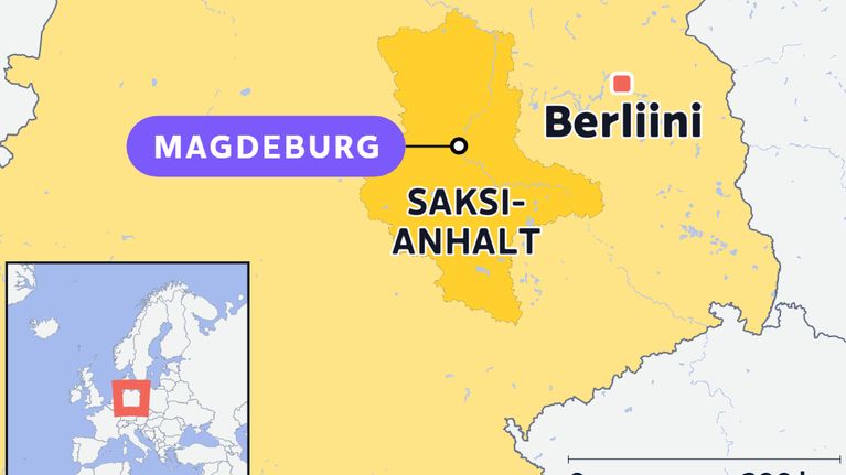 KartallaSaksi-Anhaltin osavaltio, Magdeburg ja Berliini Saksassa.