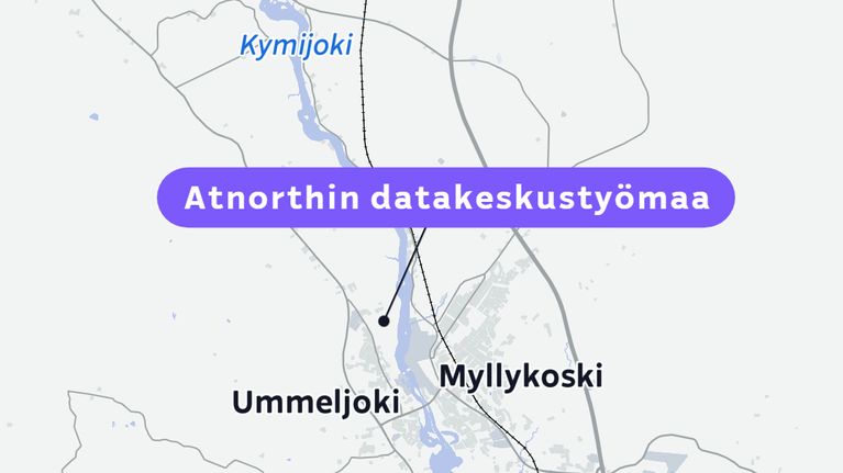 Atnorthin datakeskustyömaa Kouvolan Ummeljoella.