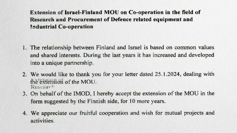 Ote Israelin valtiolta tulleesta sopimuksesta.
