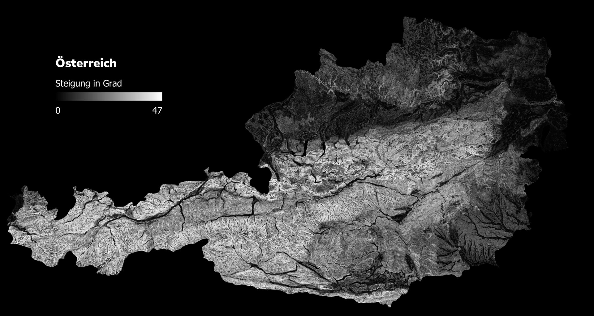Österreich mal anders: Geländeneigung in Grad