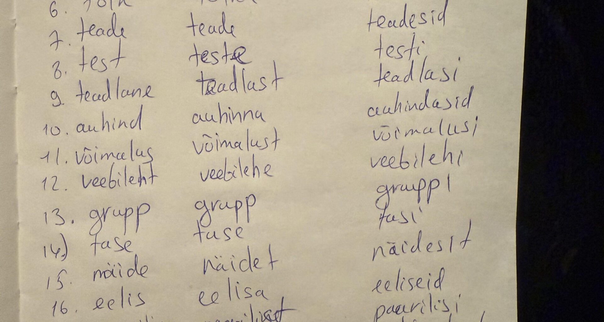 3 different cases of any noun in Estonian