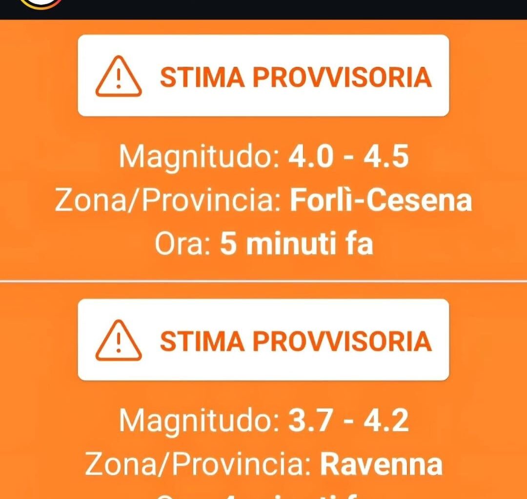 Terremoto di magnitudo fino a 4.5 oggi