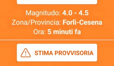 Terremoto di magnitudo fino a 4.5 oggi