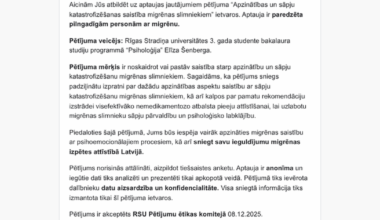 Aicinu piedalīties pētījumā par migrēnu!