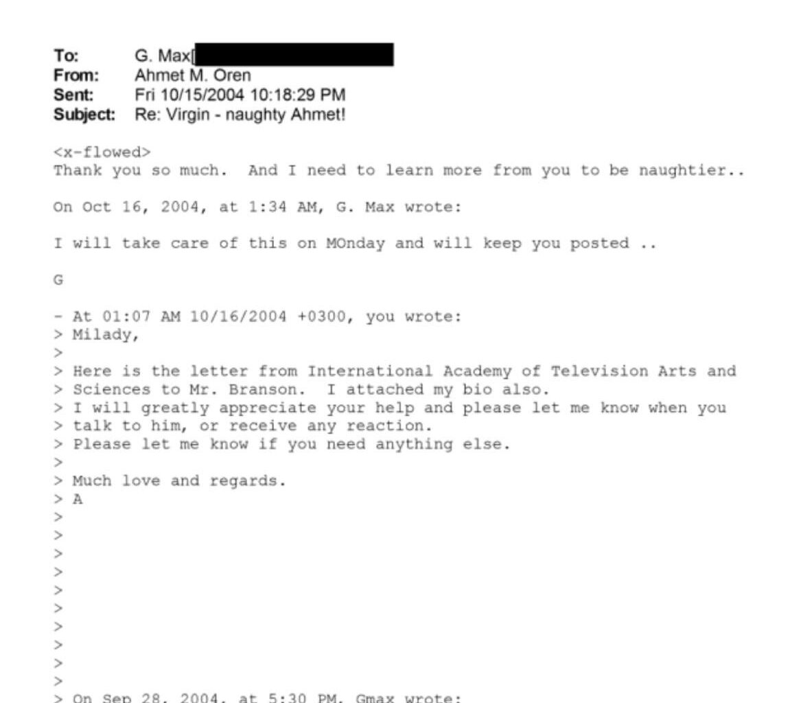 Epstein dosyasında İhlas Holding CEO’su Ahmet Ören ve Ghislane Maxwell arasındaki emailler