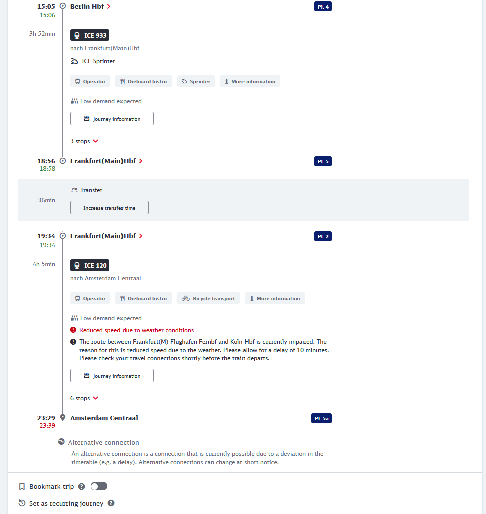 Advice on this train trip due to weather cancellations