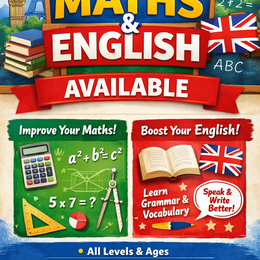 Tutor Available for MATHS and ENGLISH