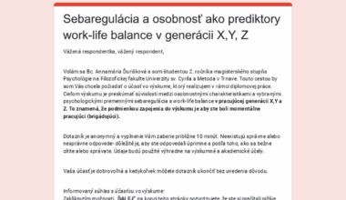 [50rokov][10min]Sebaregulácia a osobnosť ako prediktory work-life balance v generácii X,Y,Z.