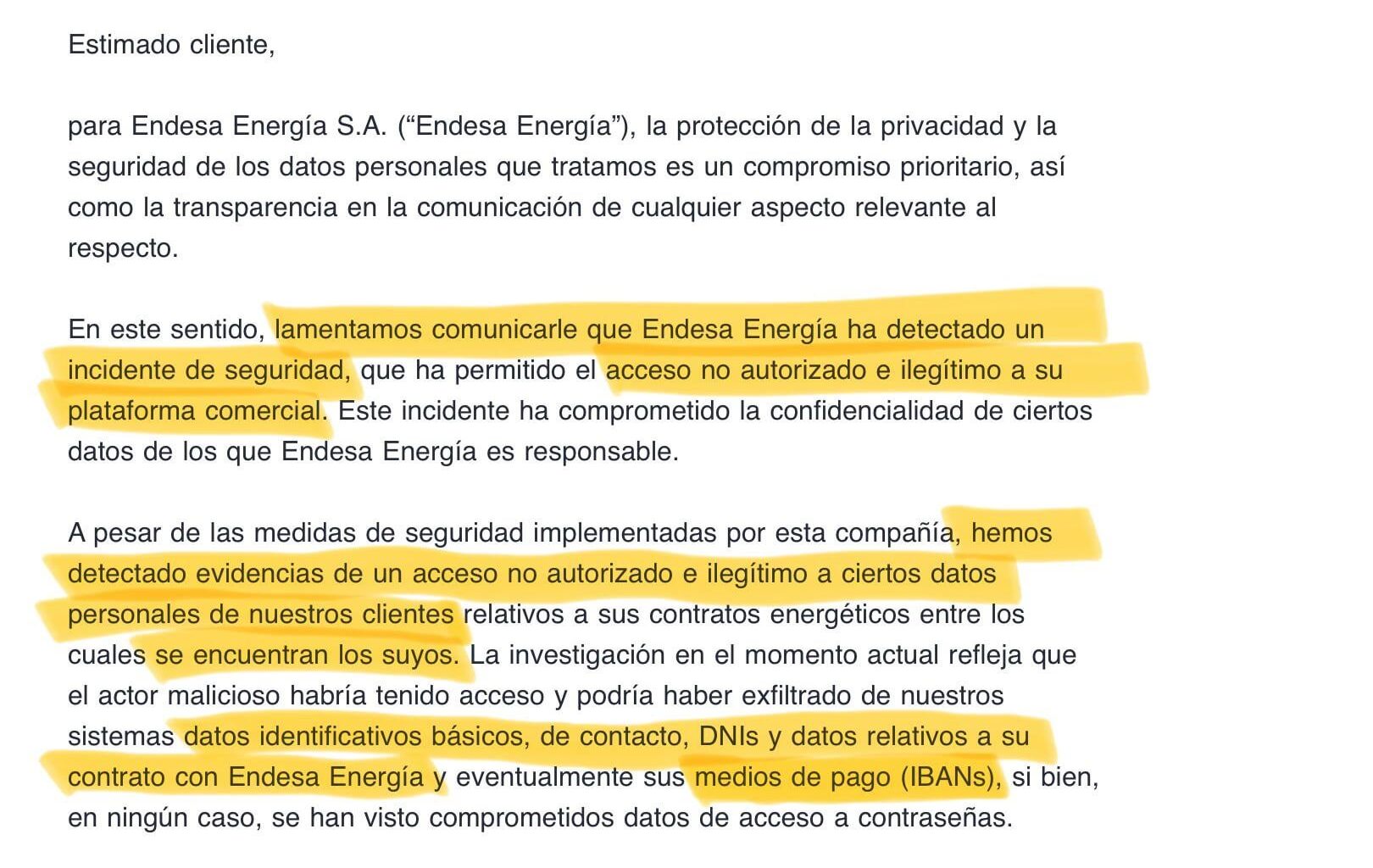 Endesa ha sido hackeado y tus datos personales se han filtrado