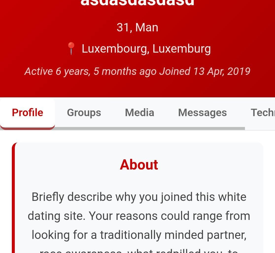 There is an website which stores data on profiles from white supremacists dating apps