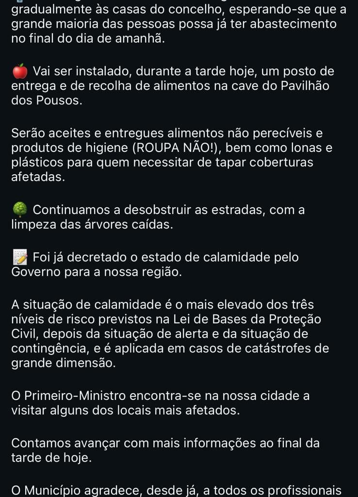 Quem quiser ajudar em Leiria (publicado ontem no instagram do municipio)