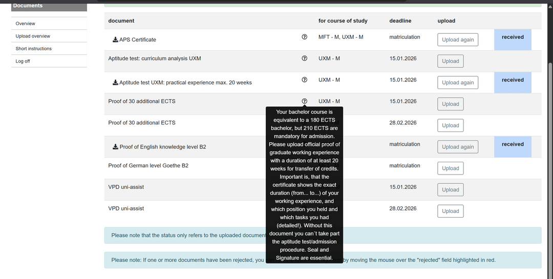 Hey, I am having some problem with THI inglostd MSC UXD program upload documents