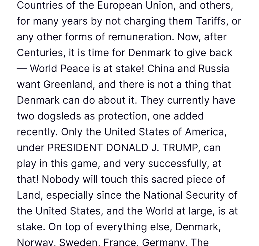The bully on the action again. Trump just added 10% tariffs on everything to Finland which will be invreased to 25% he says. Announced in a rather ridiculous post, as always.