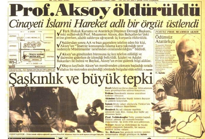 Türk Hukuk Kurumu başkanı ve Atatürkçü Düşünce Derneği kurucu başkanı Prof. Dr. Muammer Aksoy, 36 yıl önce bugün "İslami Hareket" adlı irticai örgüt tarafından katledildi.