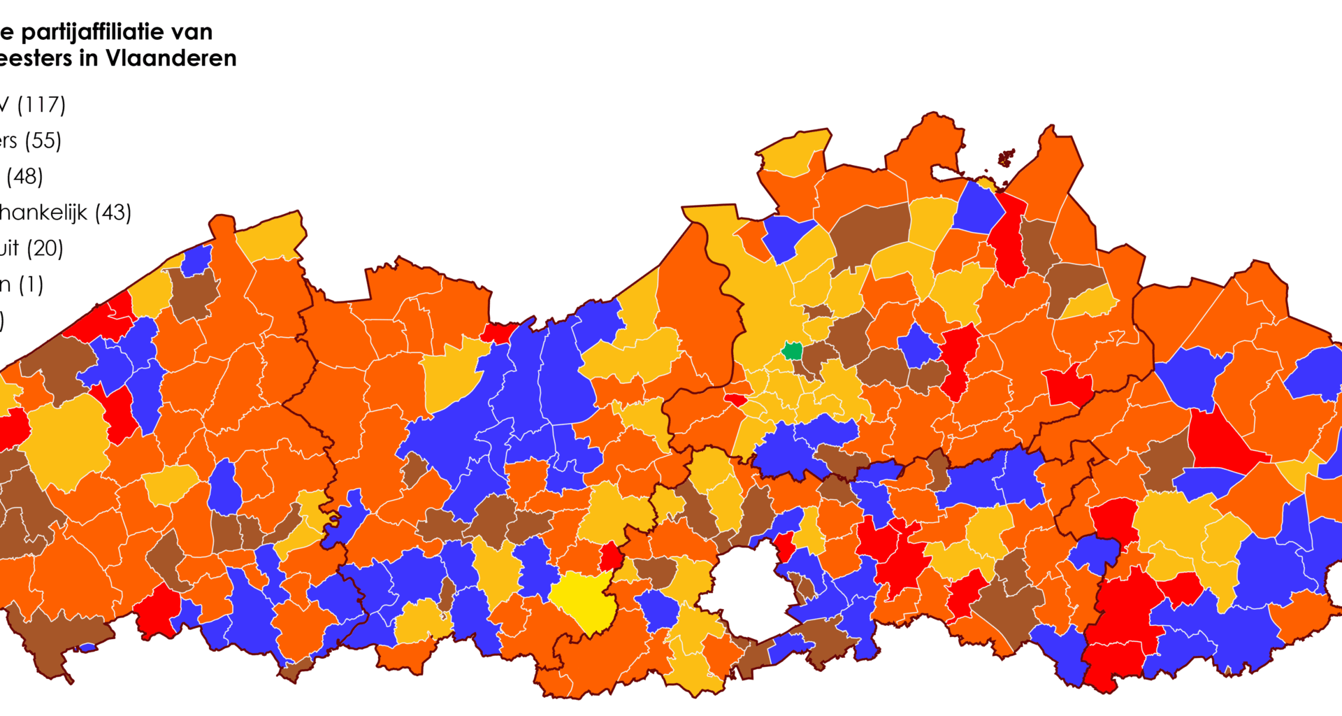 Nationale partijaffiliatie van burgemeesters in Vlaanderen