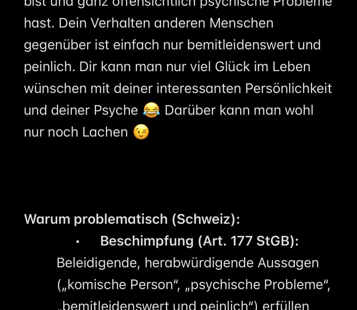 WhatsApp message law problem?