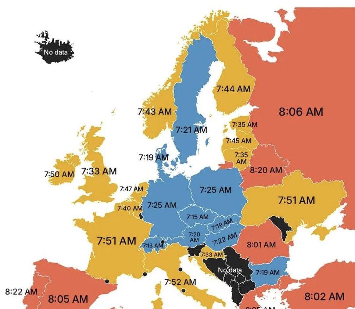 Morning wake up time - Switzerland