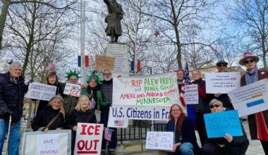 Americans in France protest against ICE