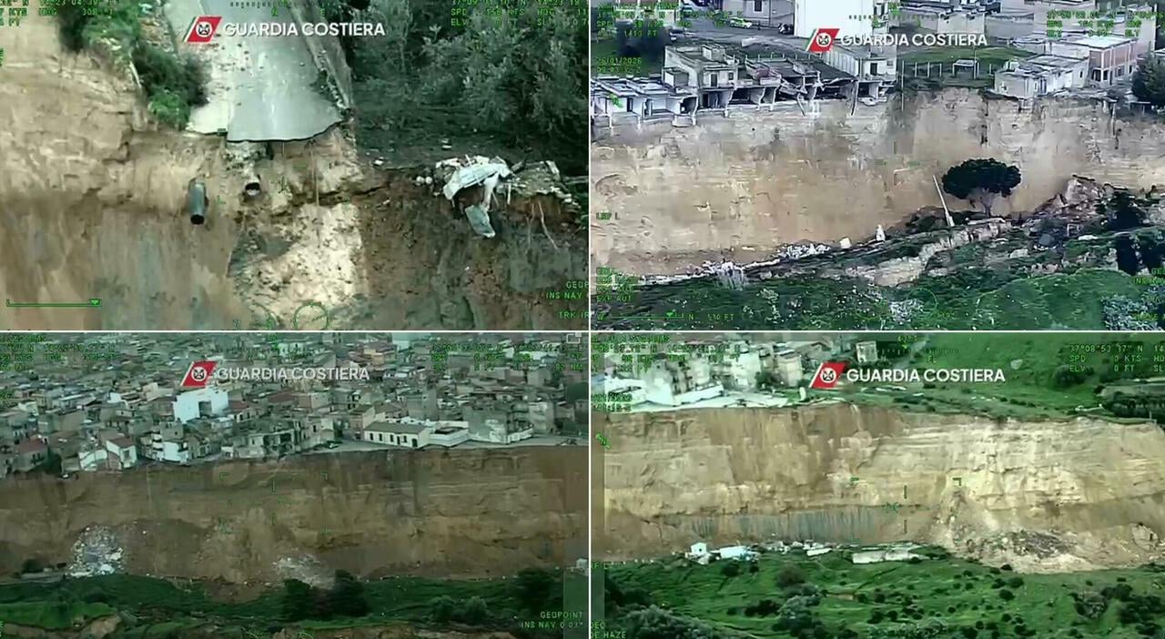 Maltempo, Meloni è arrivata a Niscemi. Schifani: Schifani: «Rischio crollo davanti a un vuoto enorme»