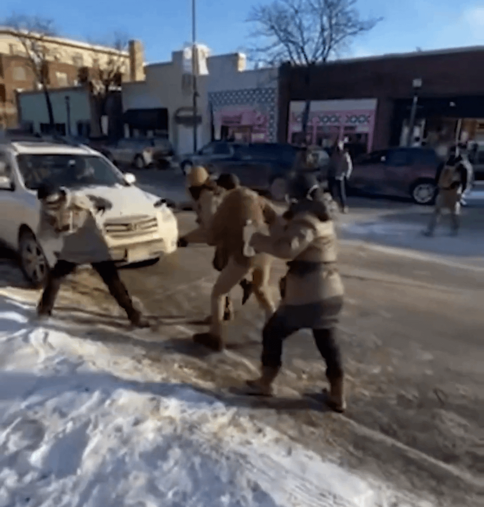 Close-up view of ICE executing a man today in Minneapolis (1/24/26)