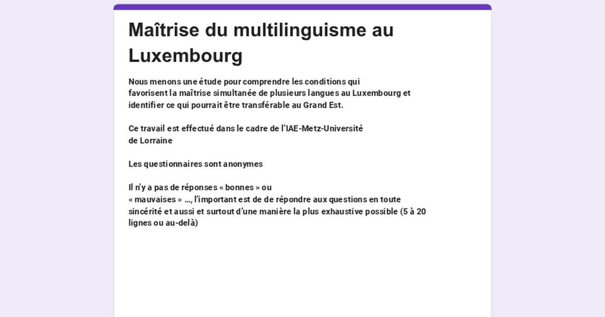 Etude multilinguisme universitaire