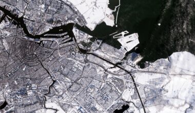 Satellietfoto van Amsterdam vandaag, gemaakt door Sentinel-2