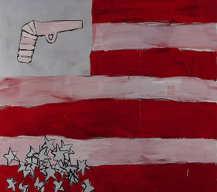 Ghost Fallen (2017) - a painting by acclaimed Irish abstract painter Sean Scully, produced as part of the Ghost series which represented Scully’s farewell to America.