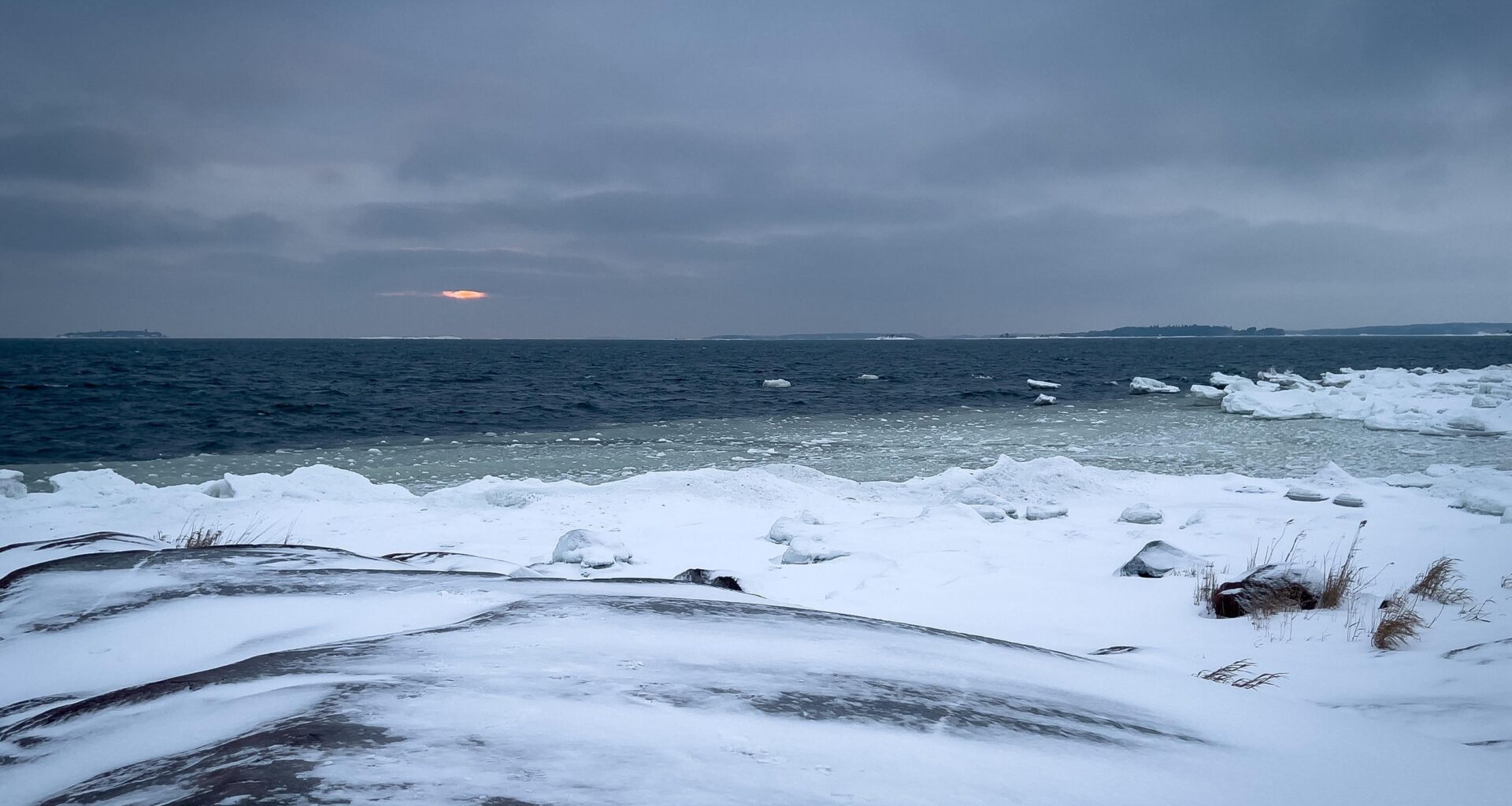 A tiny glimpse of sunlight was visible today at Lauttasaari, Helsinki.