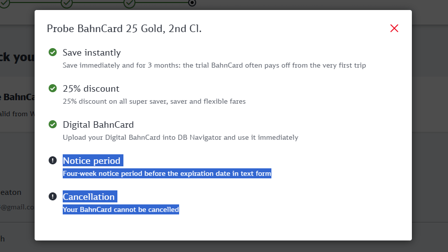 Trial BahnCard Question?